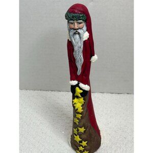 Pencil Santa Claus Figurine Hand Painted Resin 9"Tall Christmas Decoration